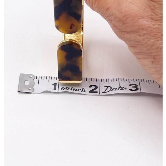 CAbi Zelda Hinged Cuff Bracelet Gold Tone Faux Tortoise Shell Chunky Modernist - Picture 3 of 9
